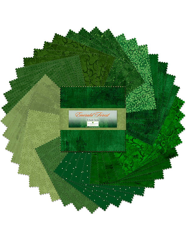 EMERALD FOREST 5 Karat Gems 5-Inch Precuts by Wilmington Prints