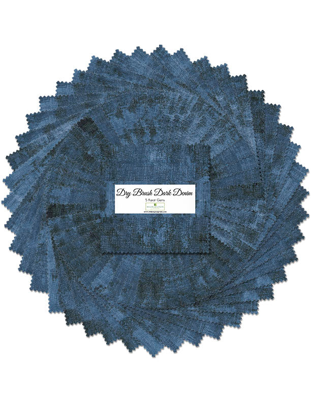 DRY BRUSH DARK DENIM 5 Karat Gems 5-Inch Precuts by Wilmington Prints