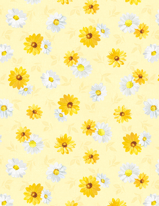Bees & Blooms: DAISY TOSS YELLOW Fabric (1/2 yd)