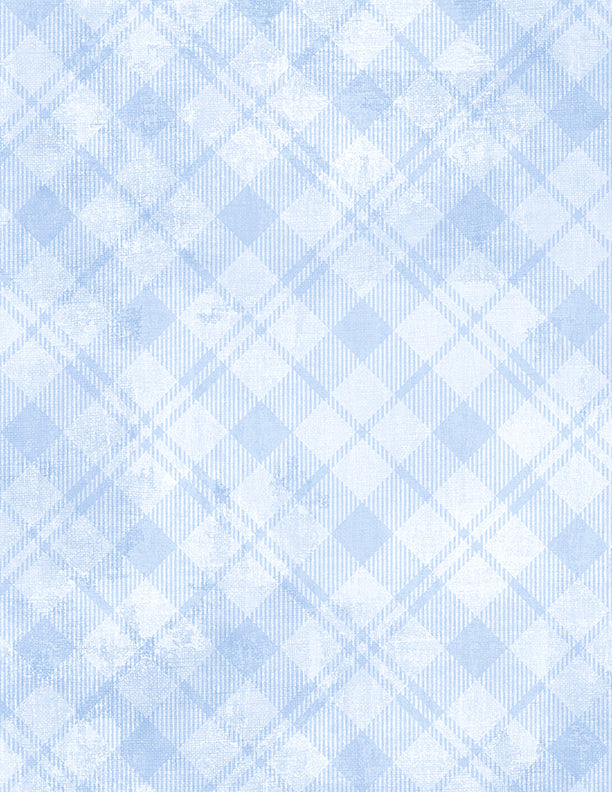 Dry Brush Plaid: PALE BLUE Fabric (1/2 yd)