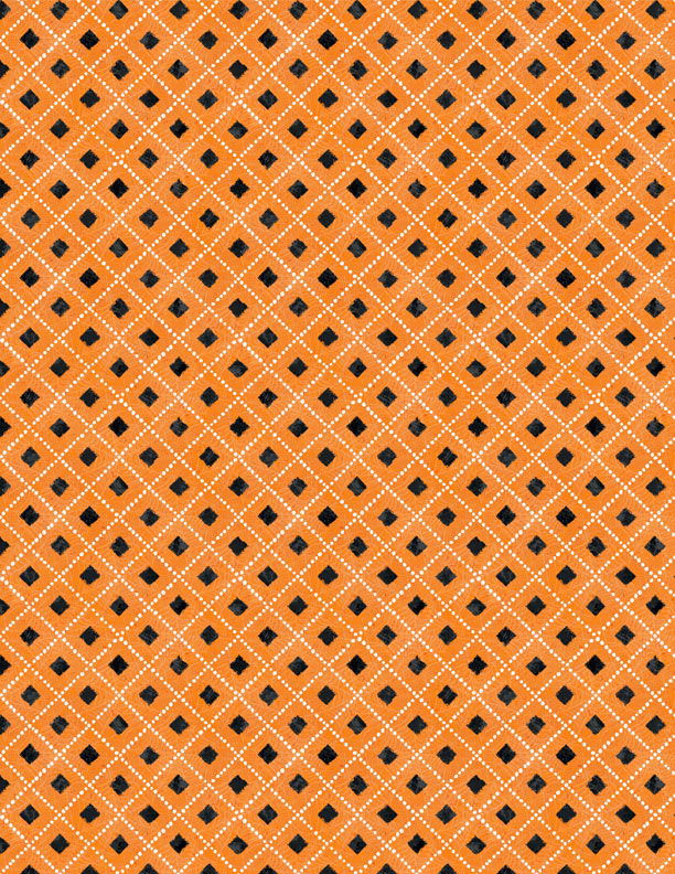 Midnight Hauntings: DIAMONDS ORANGE Fabric (1/2 yd)