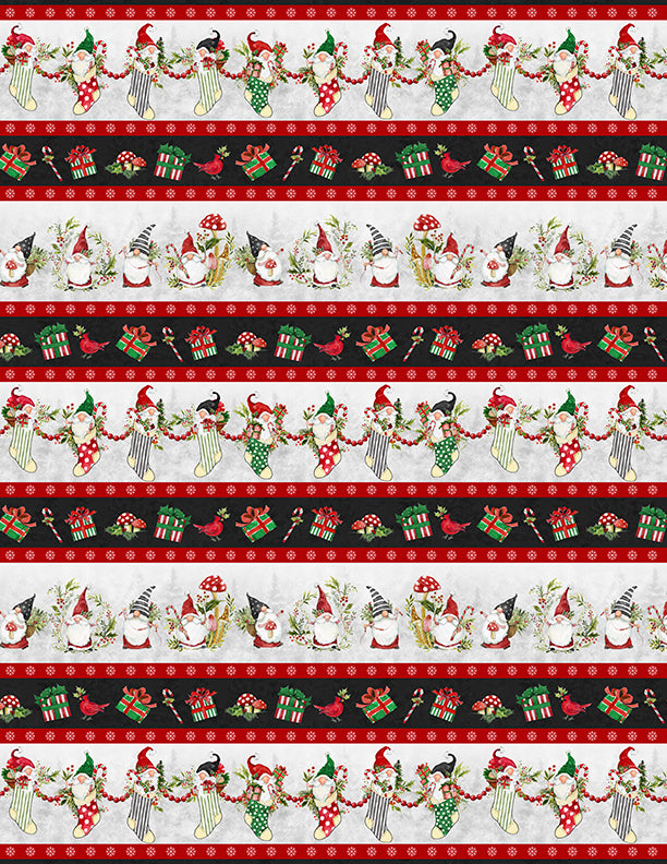 Merry Gnome-ments: REPEATING STRIPE MULTI Fabric (1/2 yd)