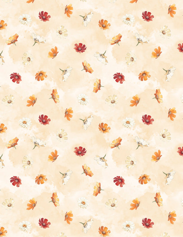 Harvest Blooms: FLOWERS TOSS CREAM Fabric (1/2 yd)