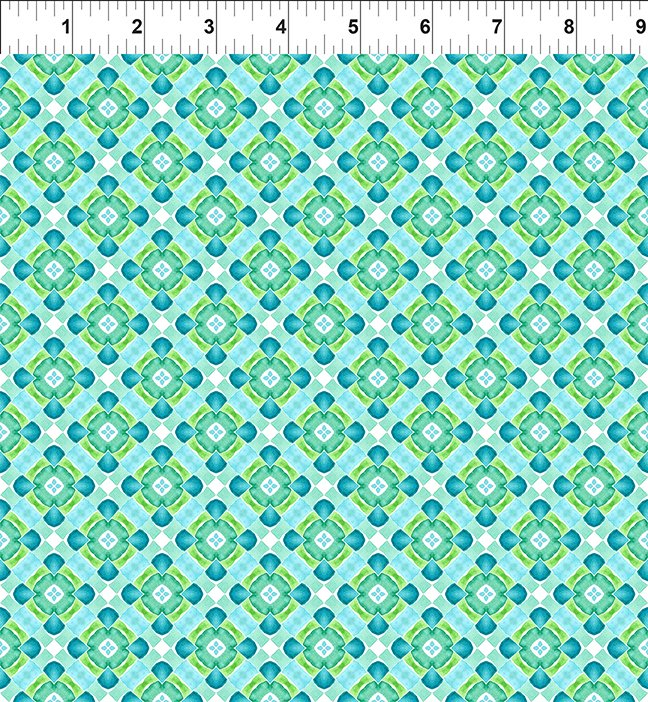 Dragon Friends: TEAL GEO 5 Fabric (1/2 yd)