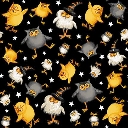 Boo Whoo!: OWLS AND STARS Fabric: Q-1246G-94 - (1/2 yd.)