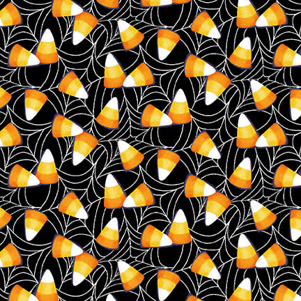 Boo Whoo: TOSSED CANDY on WEB Fabric: Q-1248G-93 (1/2 yd.)