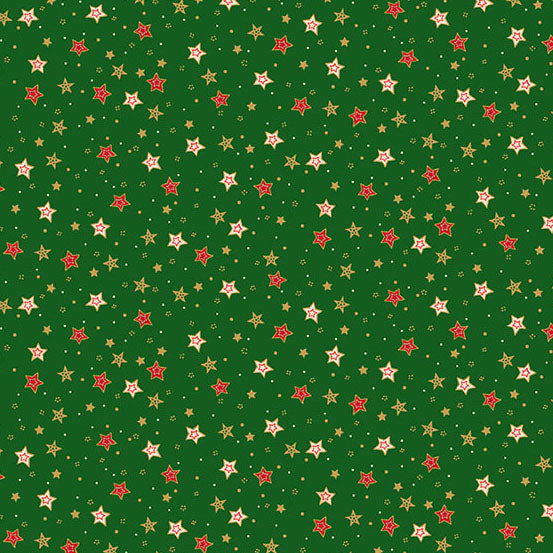 Jolly Saint Nick: GREEN SPARKLE Fabric (1/2 yd) by Makower UK