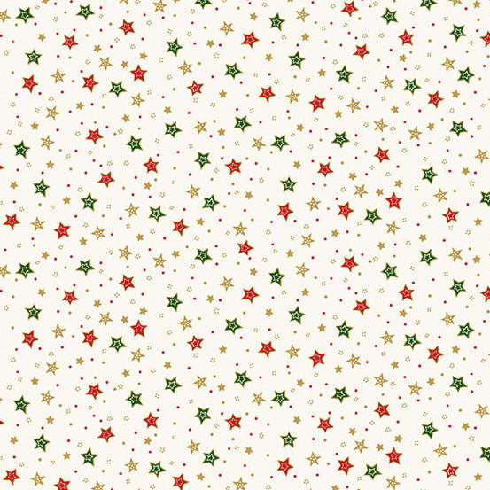 Jolly Saint Nick: CREAM SPARKLE Fabric (1/2 yd) by Makower UK