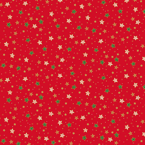 Jolly Saint Nick: RED SPARKLE Fabric (1/2 yd) by Makower UK