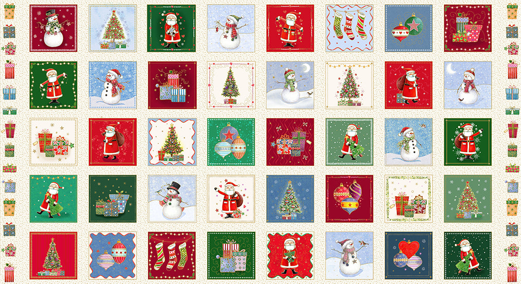 Jolly Saint Nick: POCKET SIZE ORNIMENT Fabric Panel by Makower UK