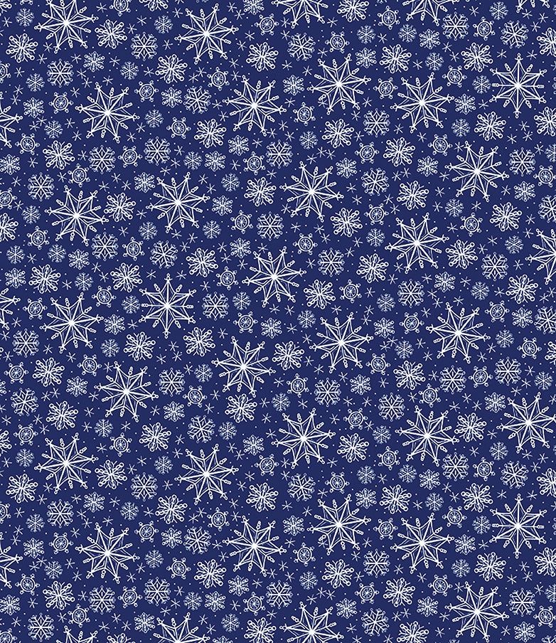 Happy Llamadays: SNOWY DAYS NAVY Fabric (1/2 yd)
