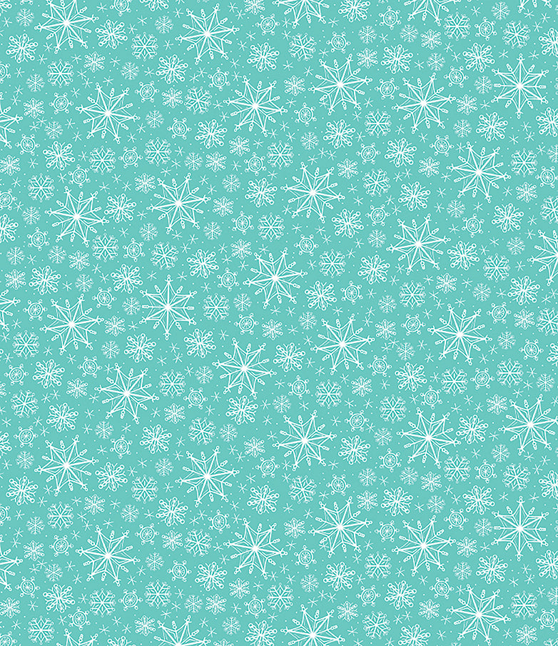 Happy Llamadays: SNOWY DAYS AQUA Fabric (1/2 yd)