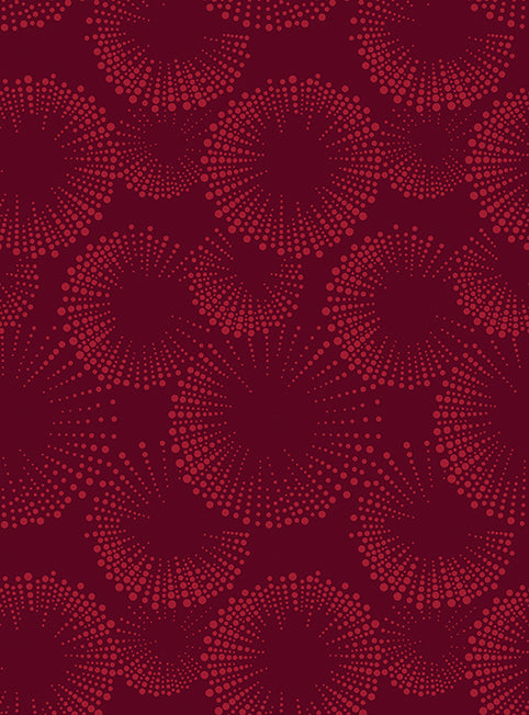 Documentaries: STARBURST DOTS CLARET Fabric (1/2 yd)