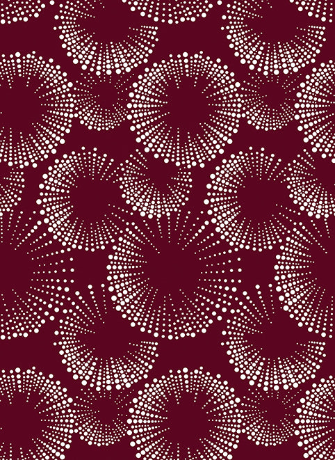 Documentaries: STARBURST DOTS Claret/White Fabric (1/2 yd)