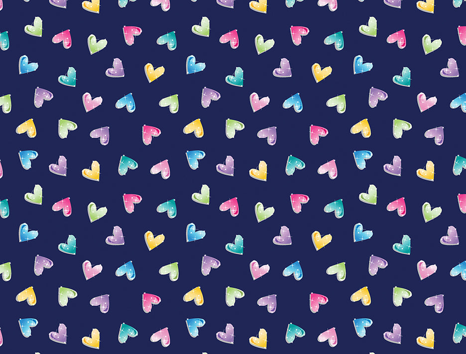 Fairytale Dreams: BEJEWED HEARTS - NAVY Fabric (1/2 yd.)