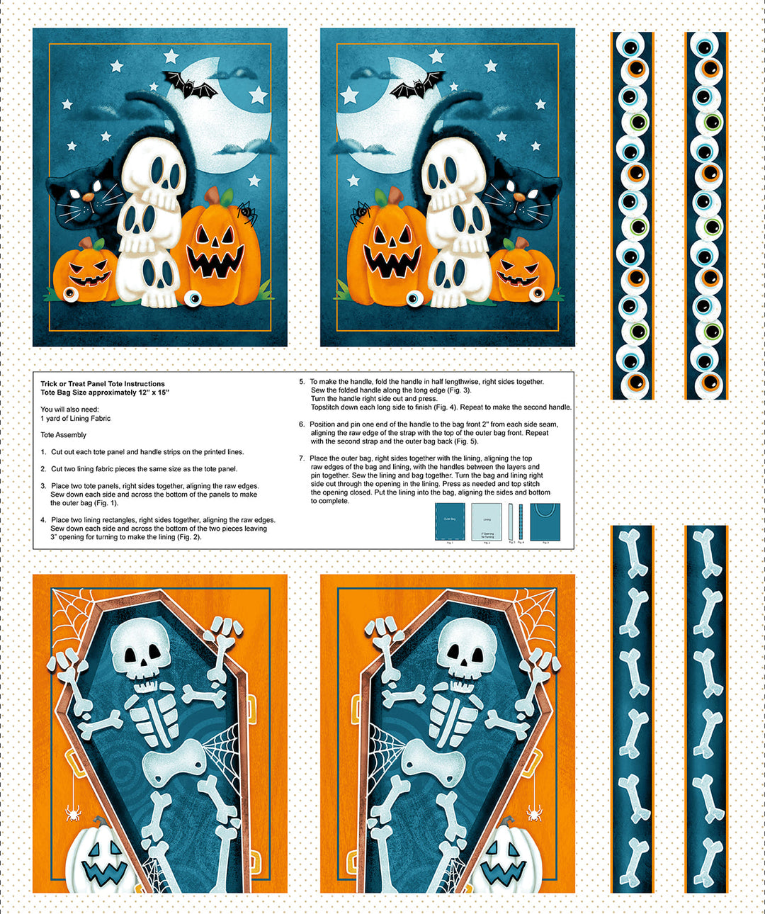 Welcome Foolish Mortals - Glow: 36" TREAT BAG PANEL Fabric: Q-1456PG-37 - (1 yd.)