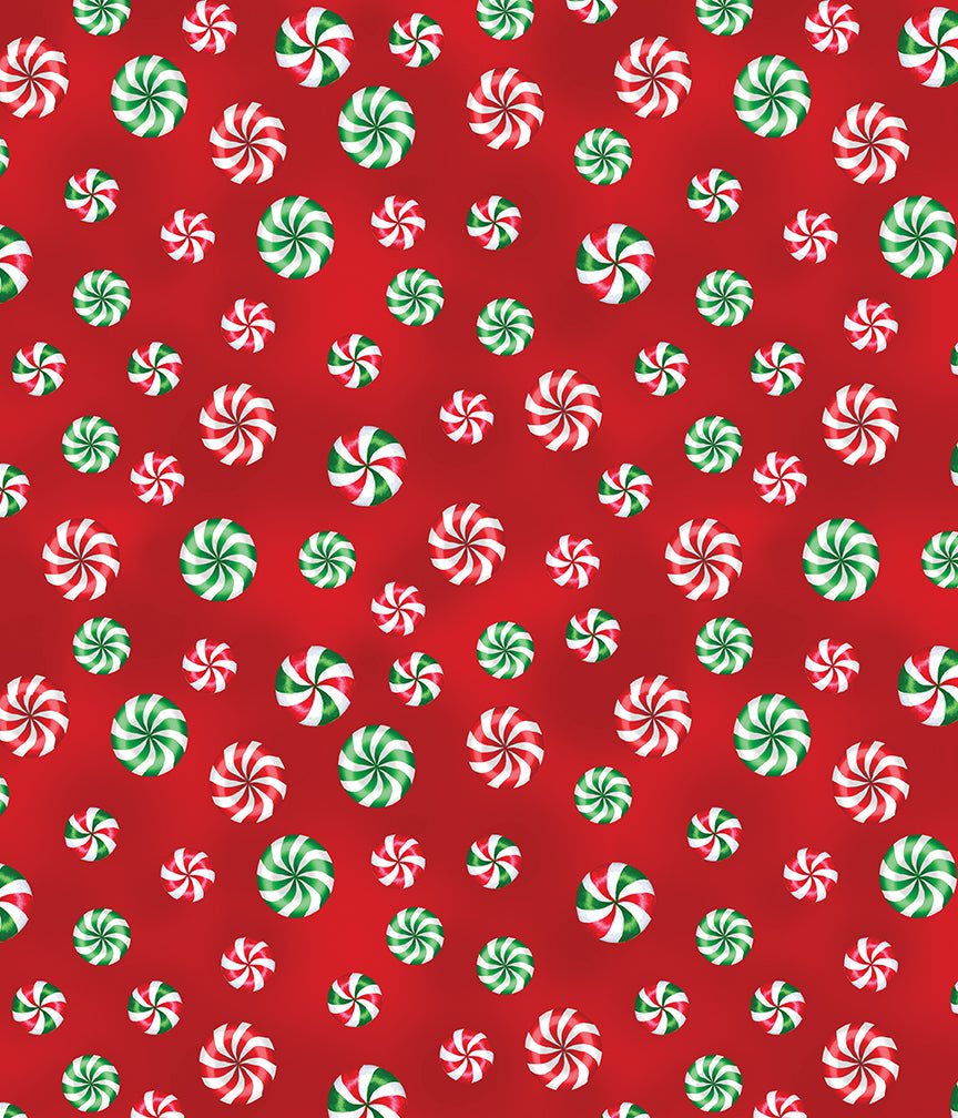 Sugar & Spice: PEPPERMINT CANDIES RED Fabric (1/2 yd)