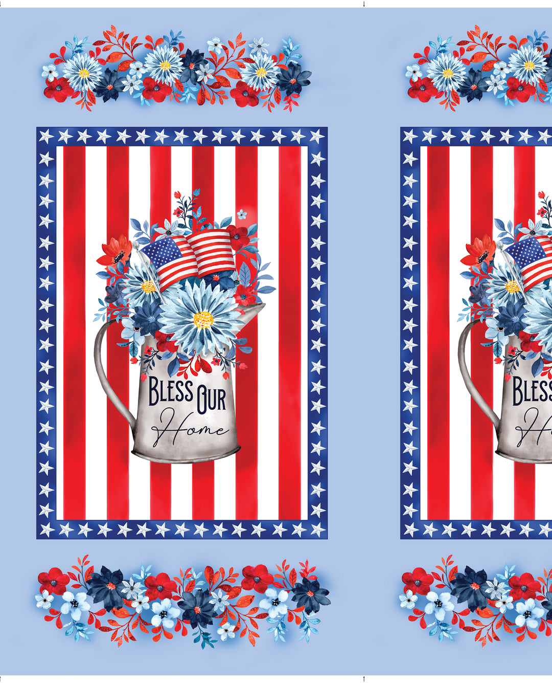 BLESS OUR HOME Blue Fabric Panel