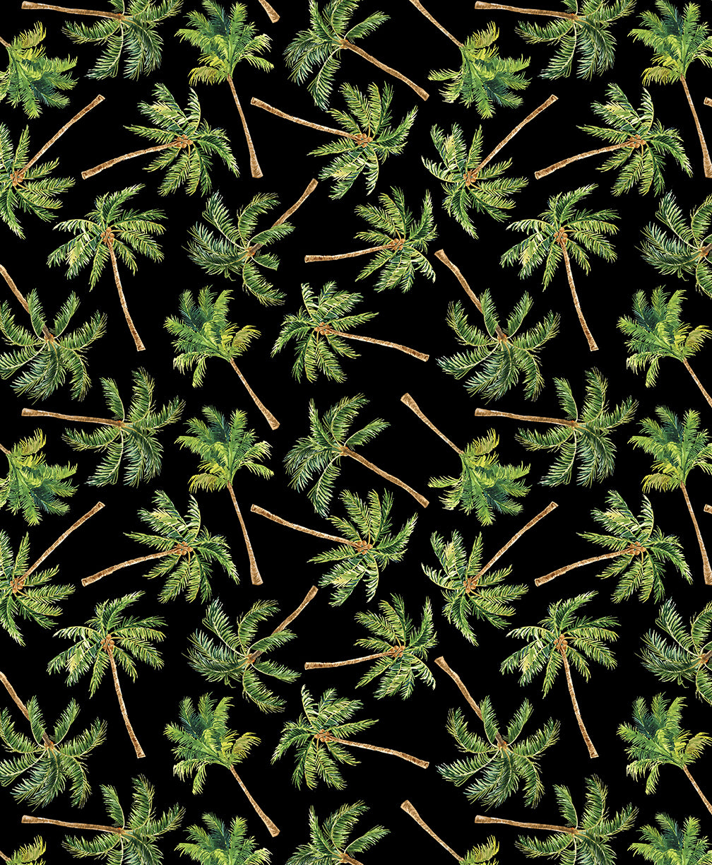 Paradise Awaits: PALM TREES BLACK Fabric (1/2 yd)