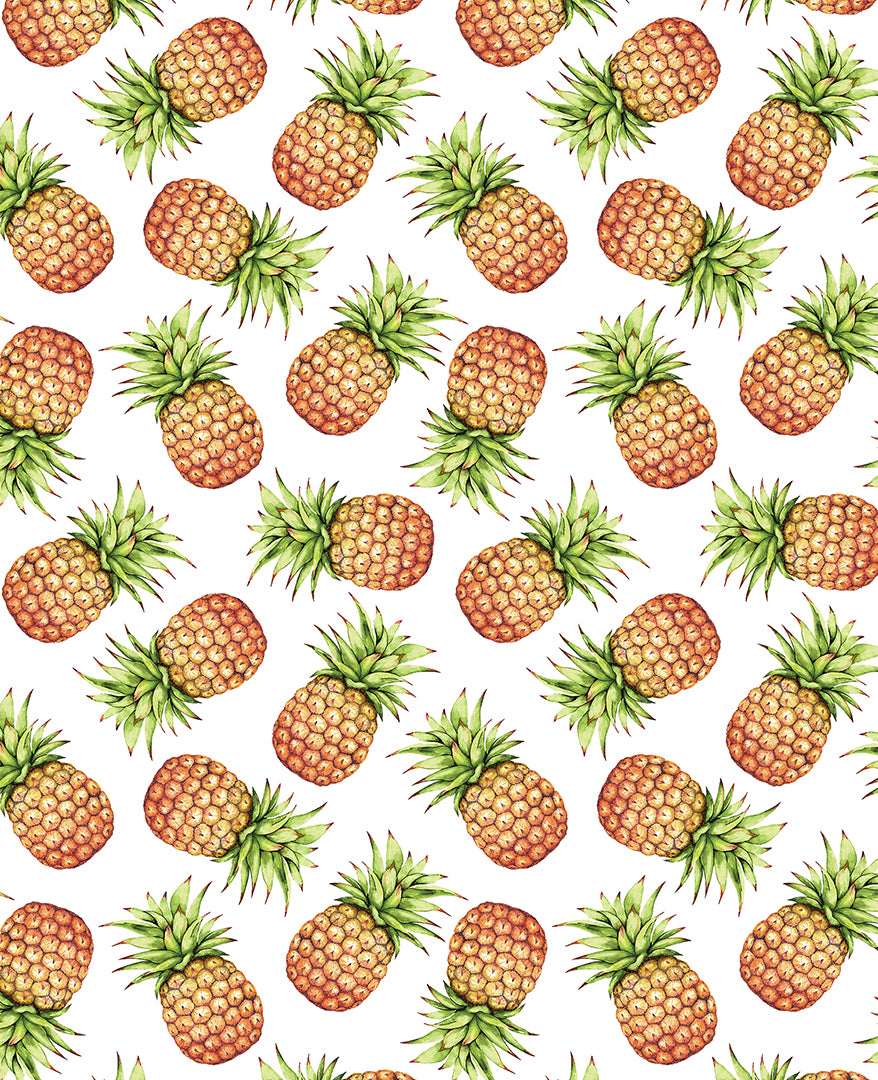 Paradise Awaits: PINEAPPLES WHITE Fabric (1/2 yd)