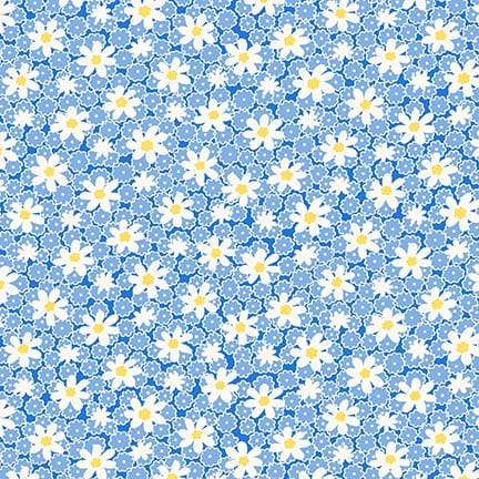 Nana Mae 8 PACKED DAISY BLUE Fabric by Henry Glass (1/2 yd.)