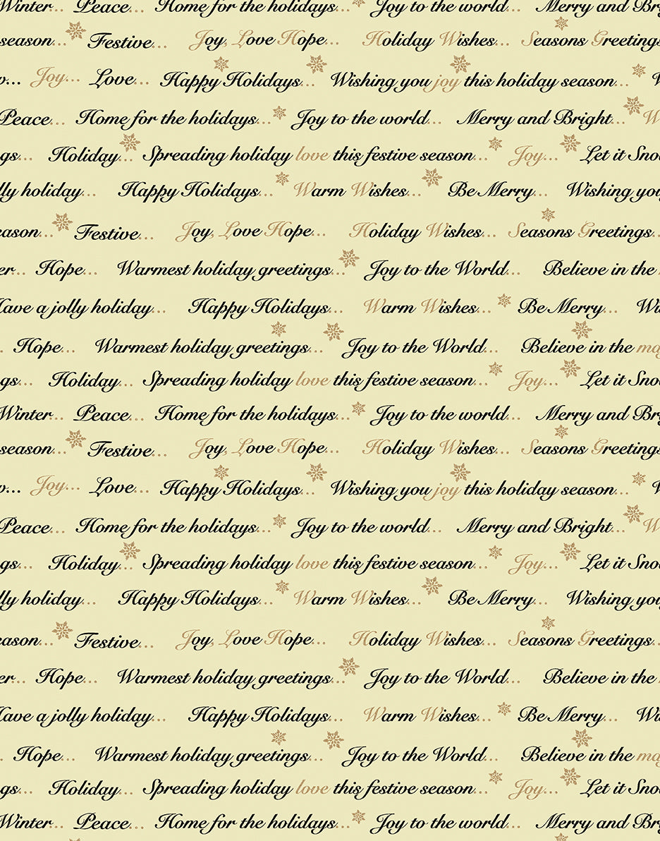 Holiday Tidings: HOLIDAY GREETINGS CREAM Fabric (1/2 yd)