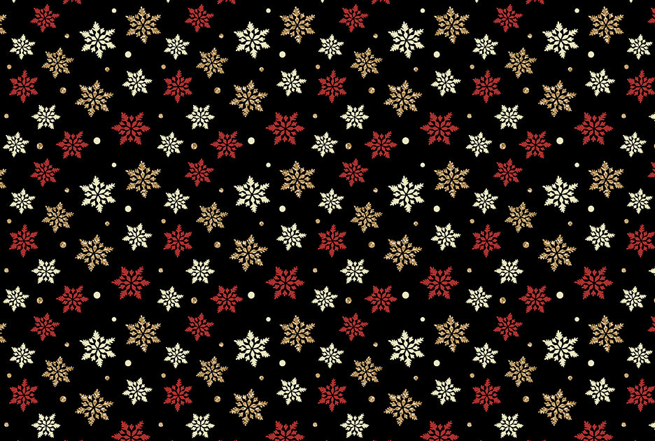 Holiday Tidings: SNOWFLAKE SPLENDOR BLACK Fabric (1/2 yd)