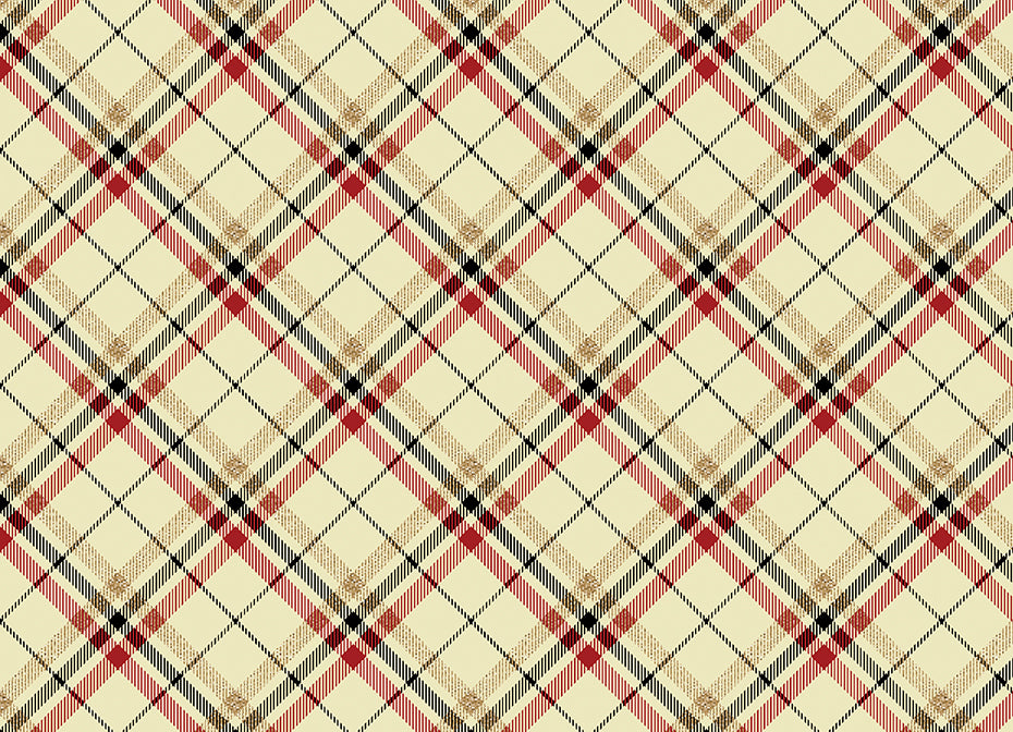 Holiday Tidings: PLAID CREAM Fabric (1/2 yd)