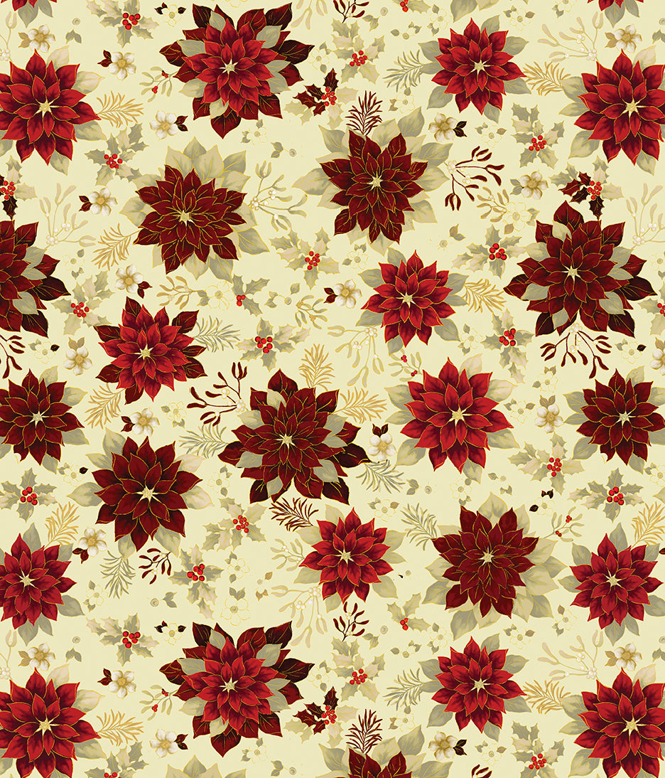 Holiday Tidings: HOLIDAY GARDEN CREAM Fabric (1/2 yd)