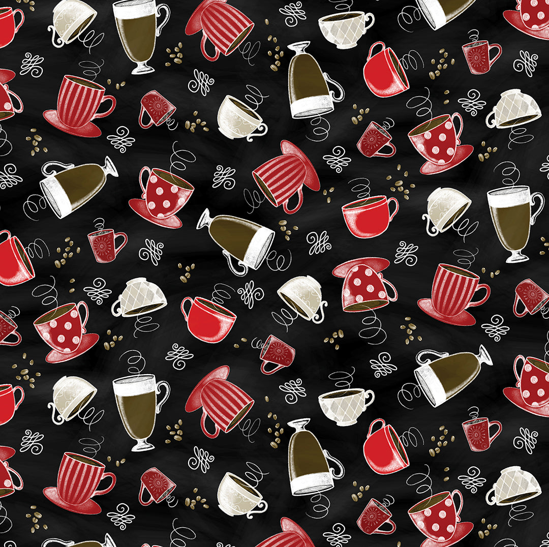 Perfect Brew: PERFECT BREW CUPS Black (1/2 yd)