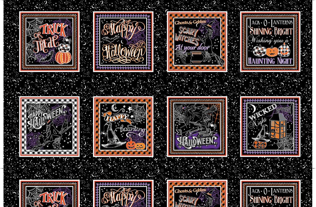 HAPPY HAUNTING BLACK Fabric Panel