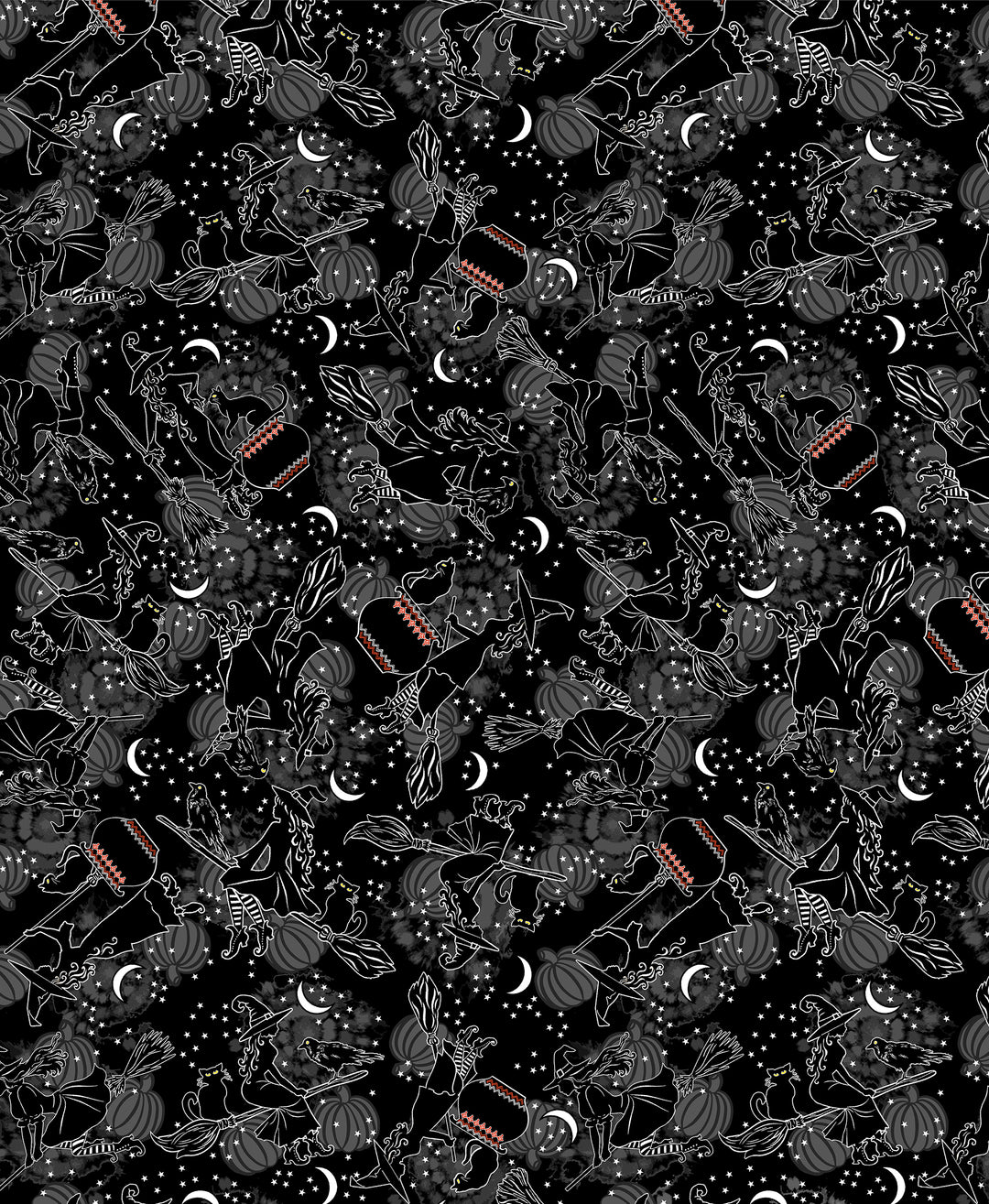 Happy Hauntings: WITCHY WOMAN BLACK (1/2 yd)