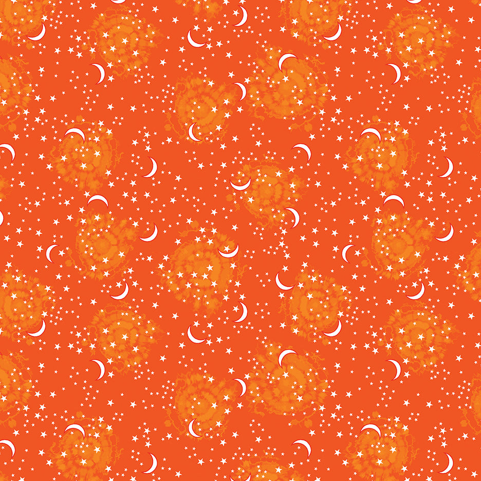 Happy Hauntings: STARY SKY ORANGE (1/2 yd)