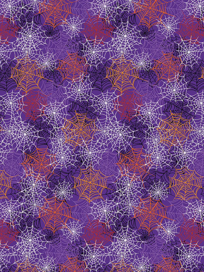 Happy Hauntings: SPOOKY SPIDERWEBS PURPLE (1/2 yd)