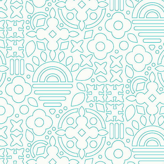 Sun Print Whisper: TEAL STENCIL Fabric (1/2 yd) by Alison Glass
