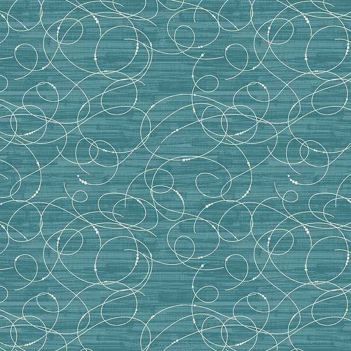 Modern Vintage Treasured: ETCHED GLASS Dark TEAL Fabric (1/2 yd)