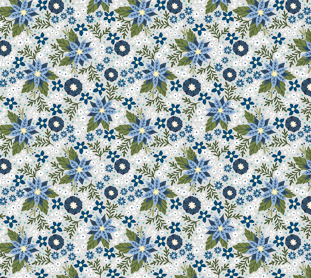 Snow Fall: BLUE SPRUCE Fabric by Shelly Cavanna (1/2 yd)