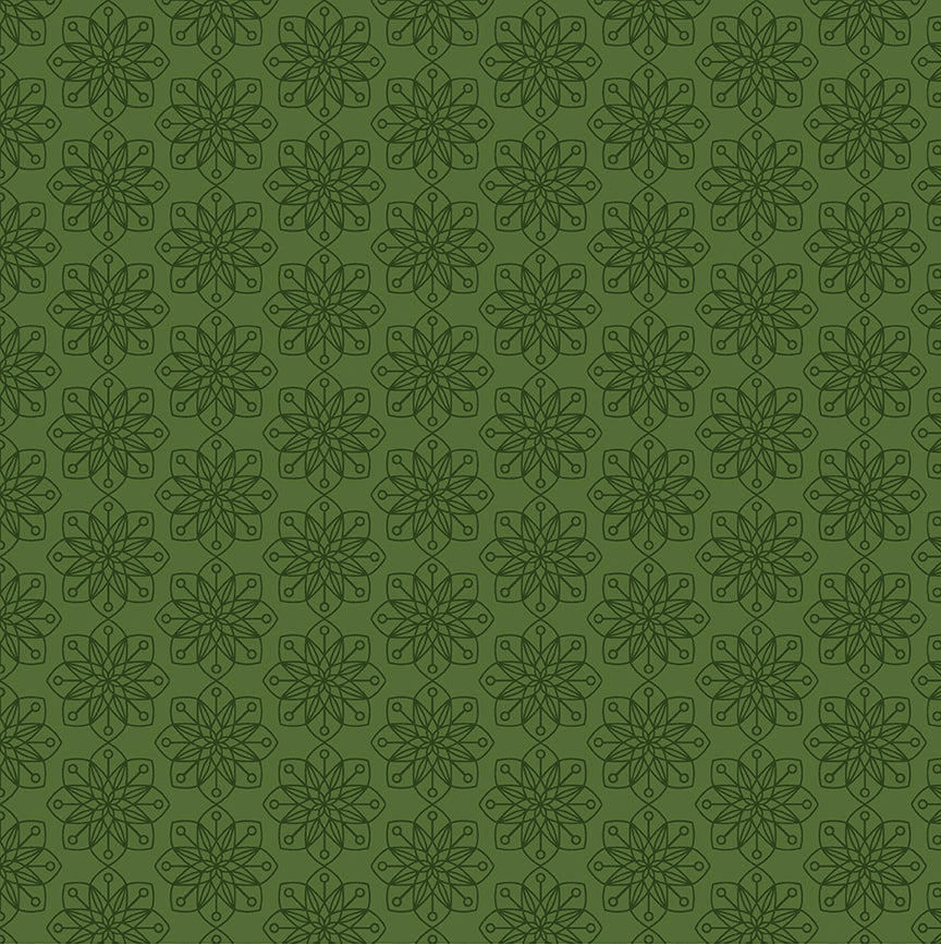 Snow Fall: AMARYLLIS EVERGREEN Fabric by Shelly Cavanna (1/2 yd)