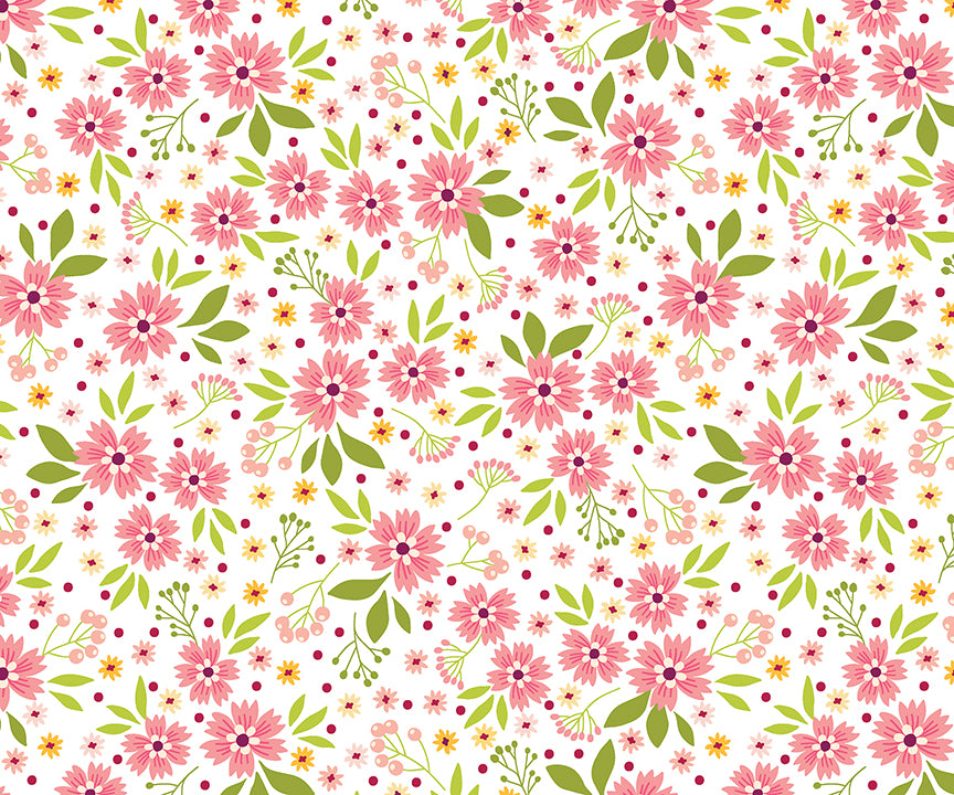 Among The Wildflowers: POPPIES CORAL Fabric (1/2 yd) by Shelly Cavanna