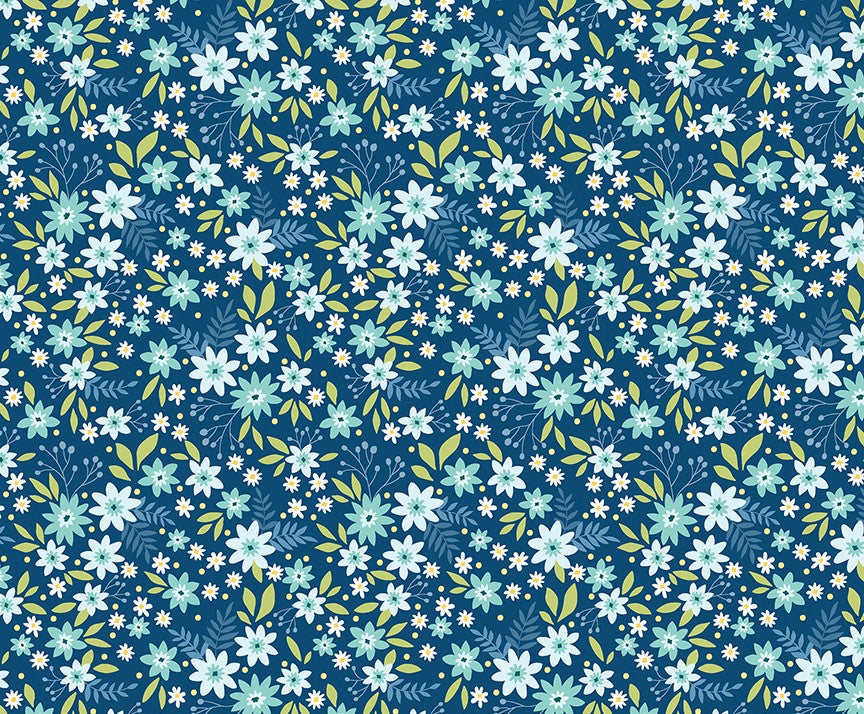 Among The Wildflowers II: PRIMROSE INDIGO Fabric (1/2 yd) by Shelly Cavanna