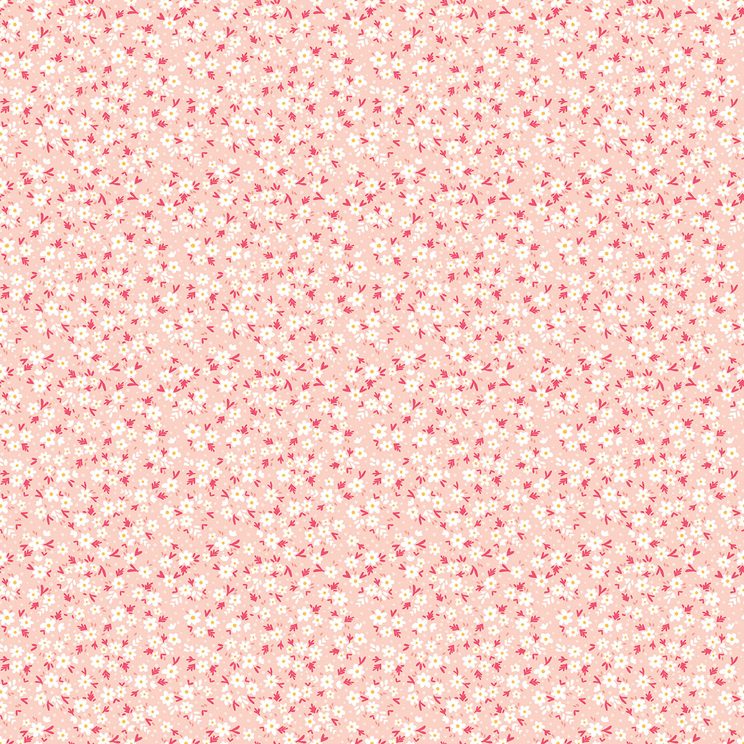 Among The Wildflowers: PAPERWHITES CORAL Fabric (1/2 yd) by Shelly Cavanna
