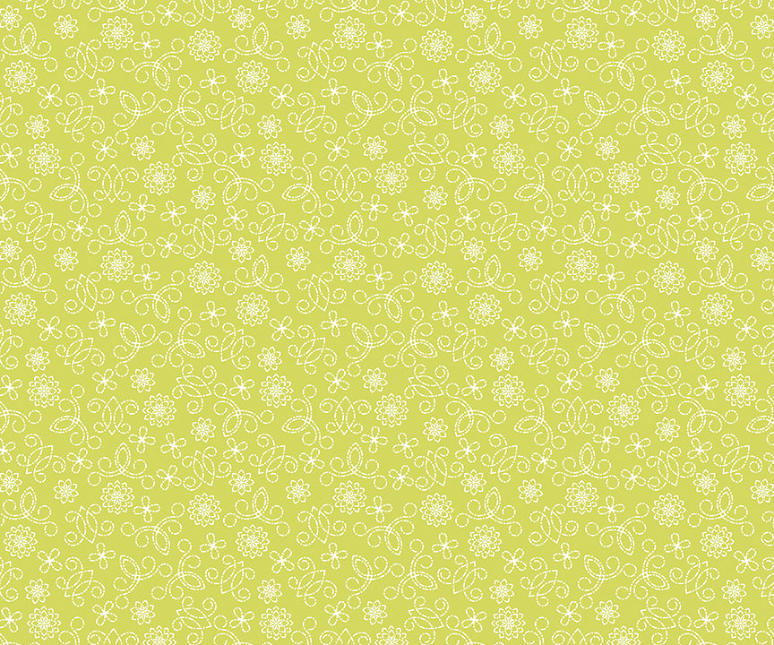Among The Wildflowers: TIN LANTERN GRASS Fabric (1/2 yd) by Shelly Cavanna