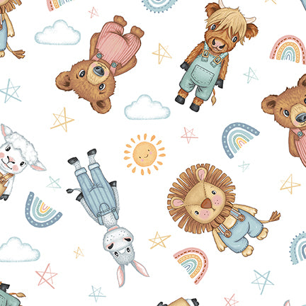 Boho Buddies: WHITE BOHO BUDDIES Fabric (1/2 yd)