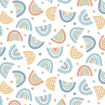 Boho Buddies: WHITE RAINBOWS Fabric (1/2 yd)