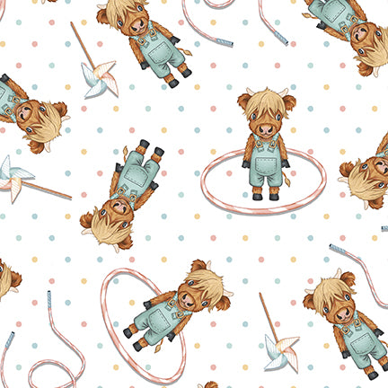 Boho Buddies: WHITE STEERS Fabric (1/2 yd)