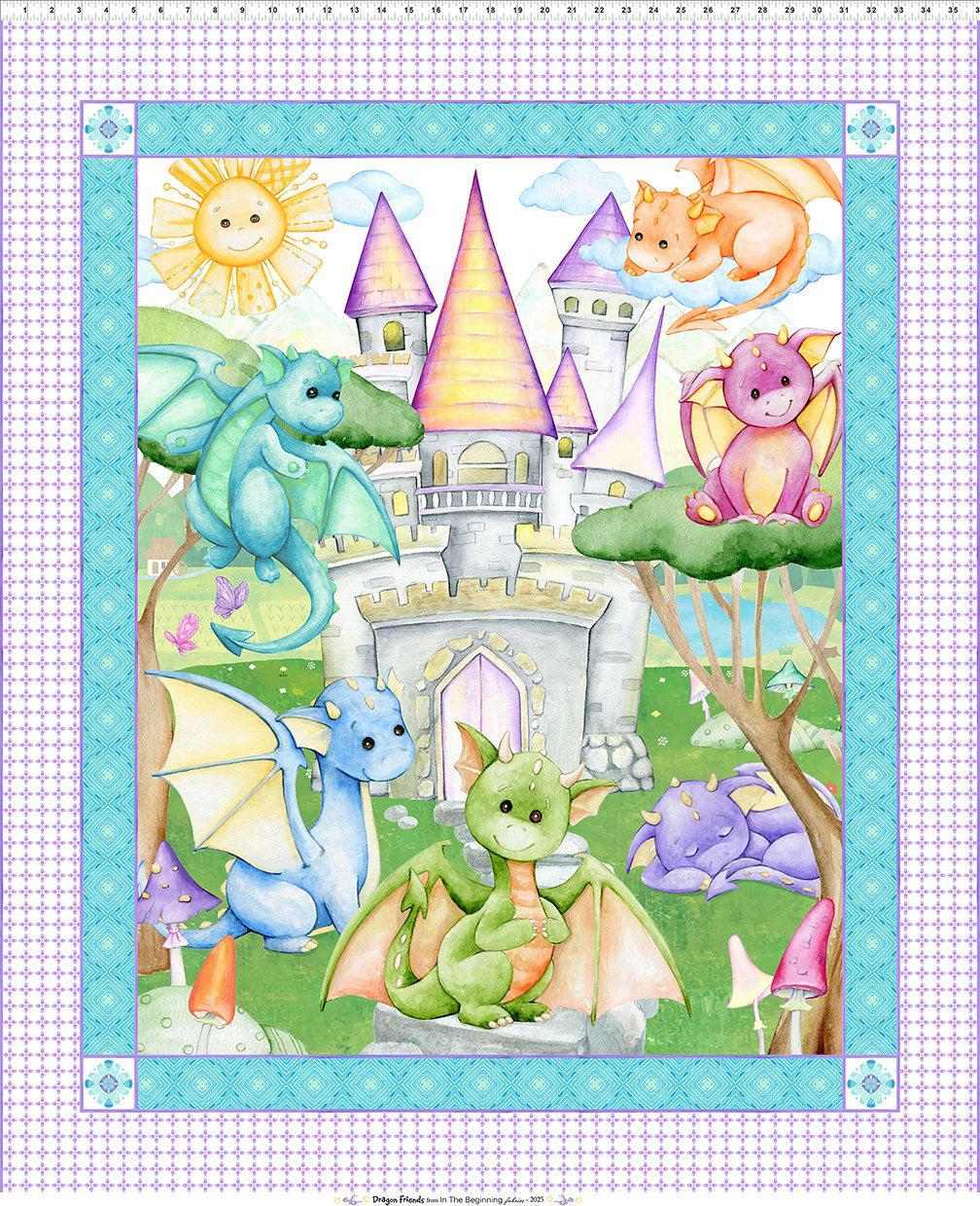 DRAGON FRIENDS MULTI Fabric Panel
