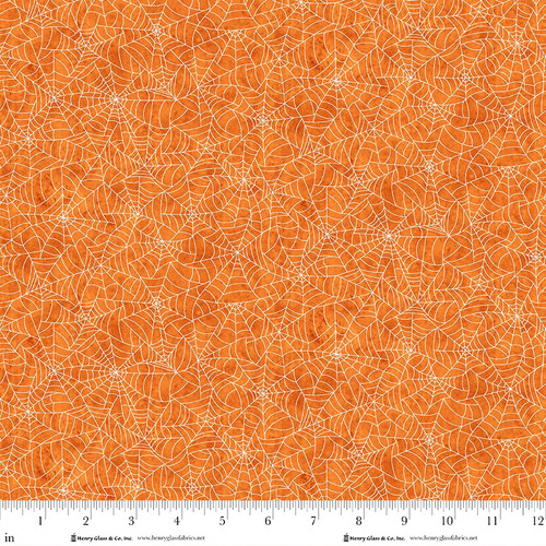 Ghosts in the Graveyard: SPIDERWEB GLOW ORANGE Fabric (1/2 yd)