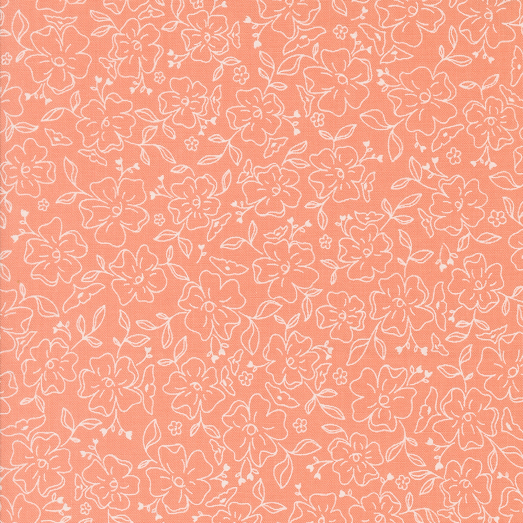 Dainty Meadow: CORAL fabric 31745 19 - by My Sew Quilty Life (1/2 yd.)