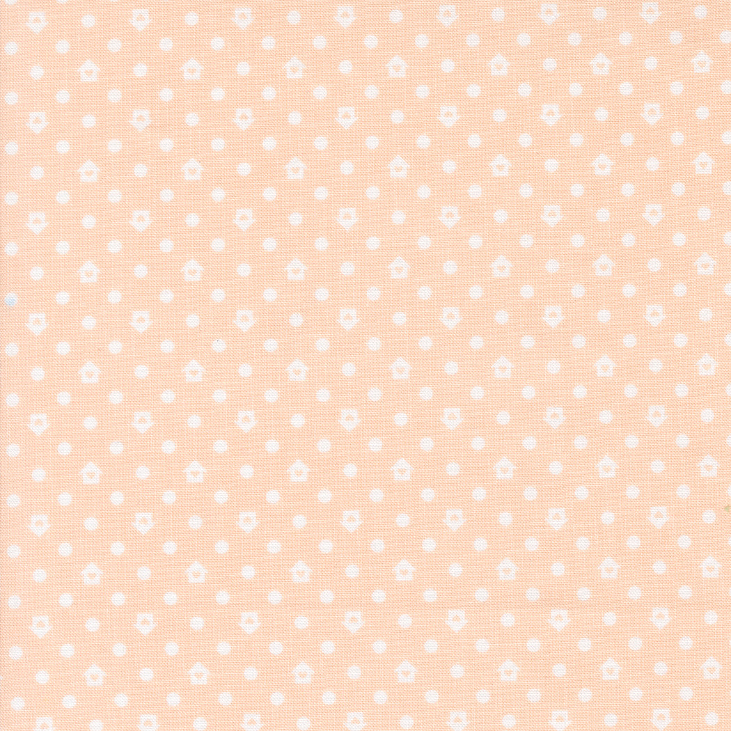 Cottage Charm: WHIPPED PEACH Dots Houses Fabric (1/2 yd) by My Sew Quilty Life