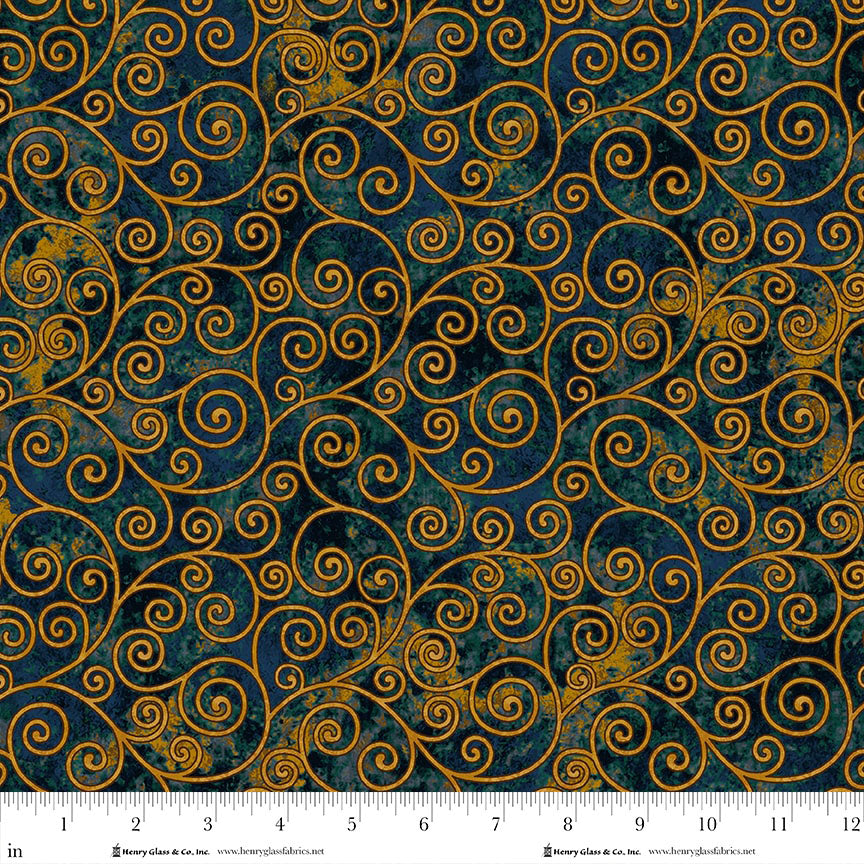 Crow-mazing: SCROLLS INDIGO Fabric (1/2 yd)